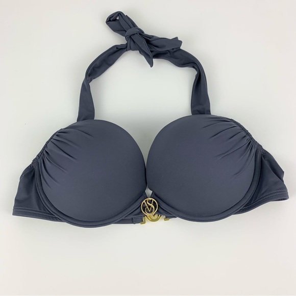 Victorias Secret Bombshell Padded Push Up Bikini Top Slate Grey 2 Cups 36B - Picture 3 of 12